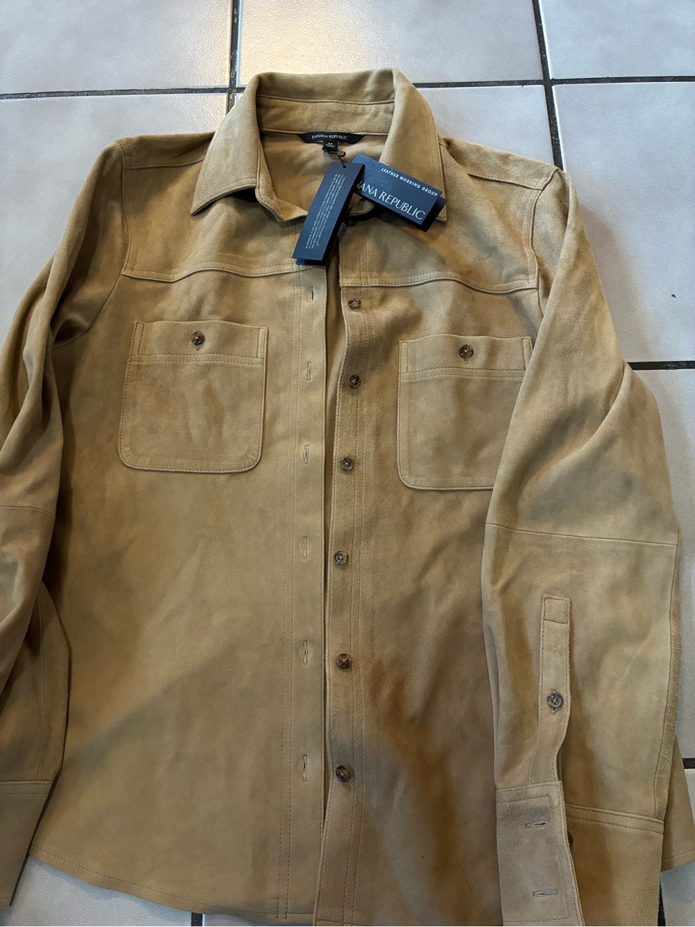 Banana Republic Men’s Sandstone Suede Shirt Jacket